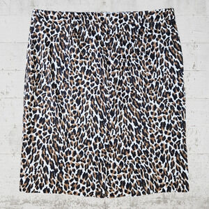 J Crew Cream Black Animal Print Knee Length Midi The Pencil Skirt Size 14